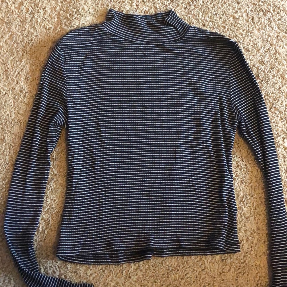 Stripped Mock Neck Long Sleeve